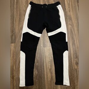 Balmain Paris Logo Print Zip Pocket Biker Sweatpants